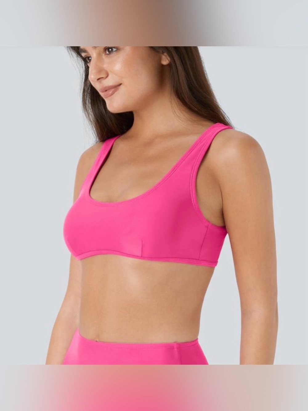 TWO PAIRS: Lot of 2 Halara Damon Solid U (scoop) Neck Bikini Tops NIB!